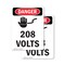 Signmission 208 Volts Danger Sign, Vinyl Decal, 5in W x 7in L, 2PK OS-2PACK-DS-D-57-V-1007 - alternate 1
